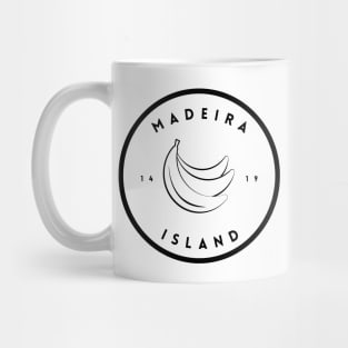 Madeira Island 1419 logo with bananas in black & white Mug